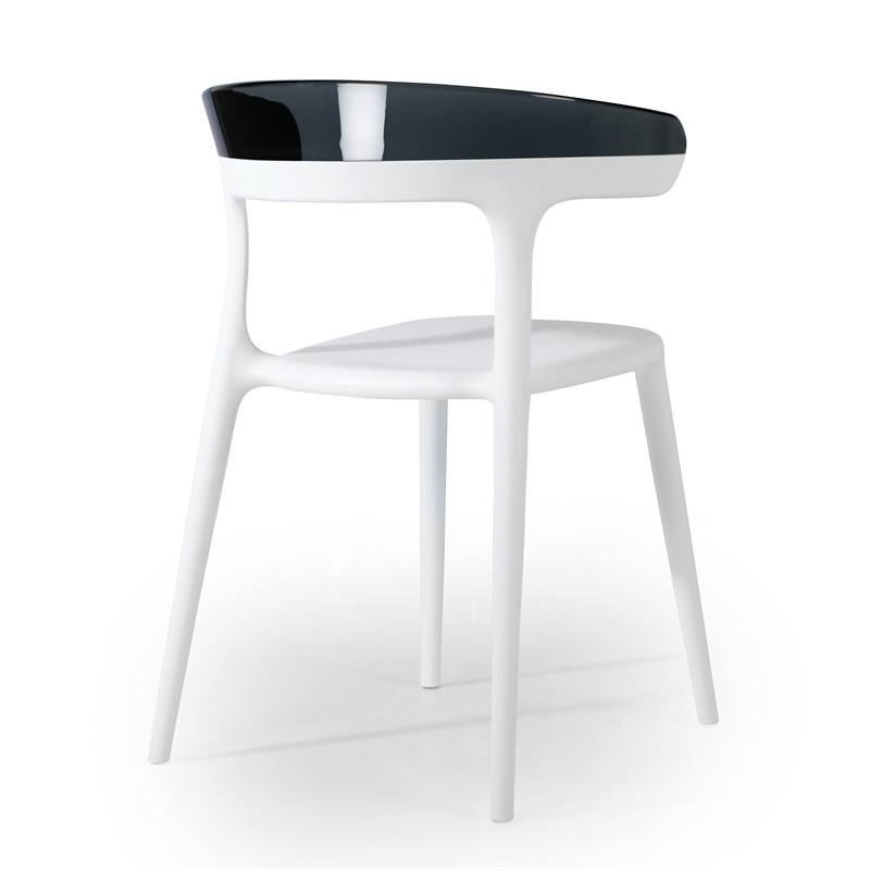 Pemberly Row Modern Resin Patio Dining Chair in White (Set of 2)