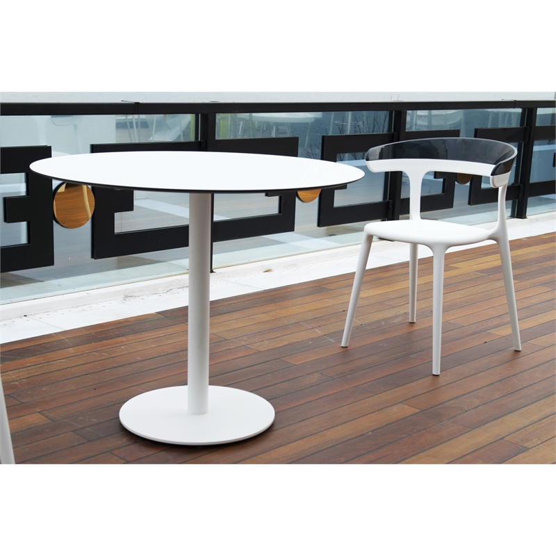 Pemberly Row Modern Resin Patio Dining Chair in White (Set of 2)