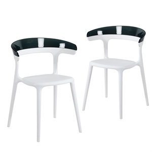 Pemberly Row Modern Resin Patio Dining Chair in White (Set of 2)