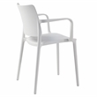 Pemberly Row Arm Resin Patio Dining Chair in White (Set of 2)
