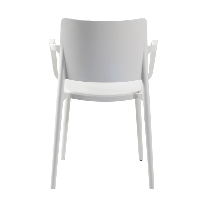 Pemberly Row Arm Resin Patio Dining Chair in White (Set of 2)