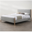 Pemberly Row Upholstered Platform Queen Bed with Wood Legs in Gray Boucle