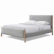 Pemberly Row Upholstered Platform Queen Bed with Wood Legs in Gray Boucle