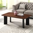 Pemberly Row Rectangular Wood Coffee Table with Rounded Corners in Walnut