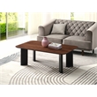 Pemberly Row Rectangular Wood Coffee Table with Rounded Corners in Walnut