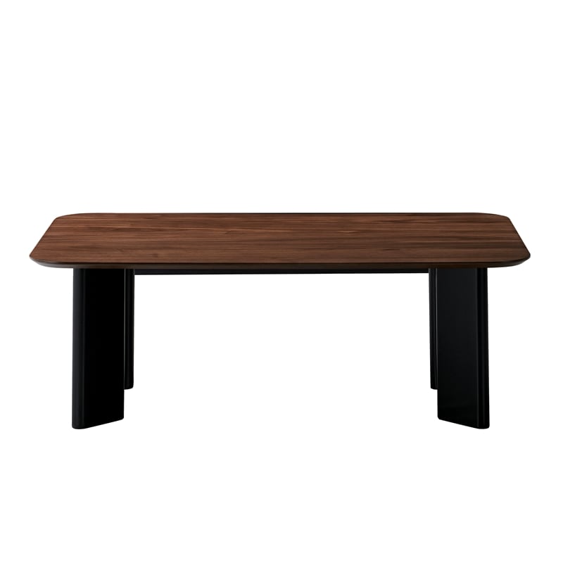 Pemberly Row Rectangular Wood Coffee Table with Rounded Corners in Walnut