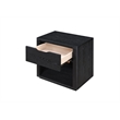 Pemberly Row Nightstand with Soft Close Drawer and Open Shelf in Black