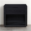 Pemberly Row Nightstand with Soft Close Drawer and Open Shelf in Black