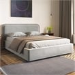 Pemberly Row Rounded Headboard Platform Queen Bed in Gray Boucle Fabric