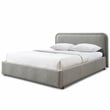 Pemberly Row Rounded Headboard Platform Queen Bed in Gray Boucle Fabric