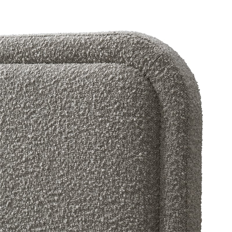 Pemberly Row Rounded Headboard Platform Queen Bed in Gray Boucle Fabric