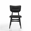 Pemberly Row Solid Wood Leather Dining Chairs in Black (Set of 2)
