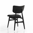 Pemberly Row Solid Wood Leather Dining Chairs in Black (Set of 2)