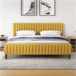 Pemberly Row Wood and Fabric Upholstered King Platform Bed in Mustard