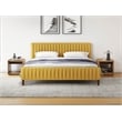 Pemberly Row Wood and Fabric Upholstered King Platform Bed in Mustard
