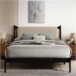 Pemberly Row Wooden Queen Size Platform Bed with Channeled Headboard in Black
