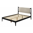Pemberly Row Wooden Queen Size Platform Bed with Channeled Headboard in Black