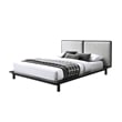 Pemberly Row Queen Size Wood Platform Bed in Black and Cream Beige Boucle