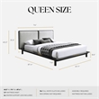 Pemberly Row Queen Size Wood Platform Bed in Black and Cream Beige Boucle