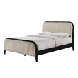 Pemberly Row Wooden Queen Size Channeled Platform Bed in Black and Beige