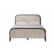 Pemberly Row Wooden Queen Size Channeled Platform Bed in Black and Beige