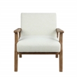 Pemberly Row Solid Wood and Fabric Upholstered Accent Armchair in Light Beige