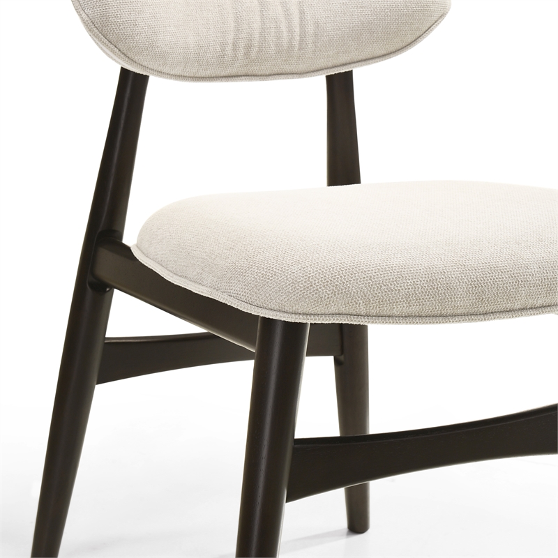 Pemberly Row Solid Wood Dining Chairs in Oatmeal Fabric Upholstery (Set of 2)