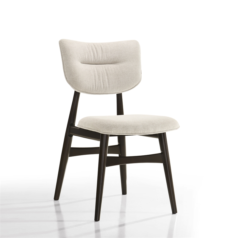 Pemberly Row Solid Wood Dining Chairs in Oatmeal Fabric Upholstery (Set of 2)