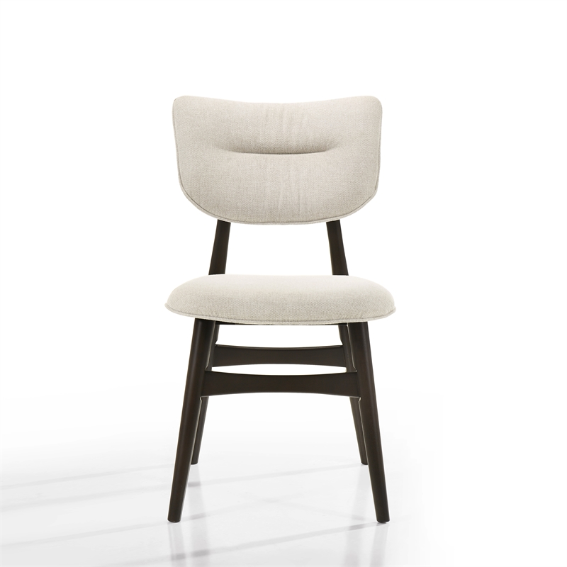 Pemberly Row Solid Wood Dining Chairs in Oatmeal Fabric Upholstery (Set of 2)