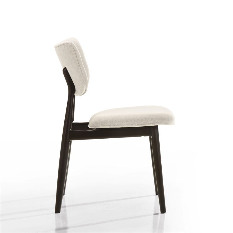 Pemberly Row Solid Wood Dining Chairs in Oatmeal Fabric Upholstery (Set of 2)