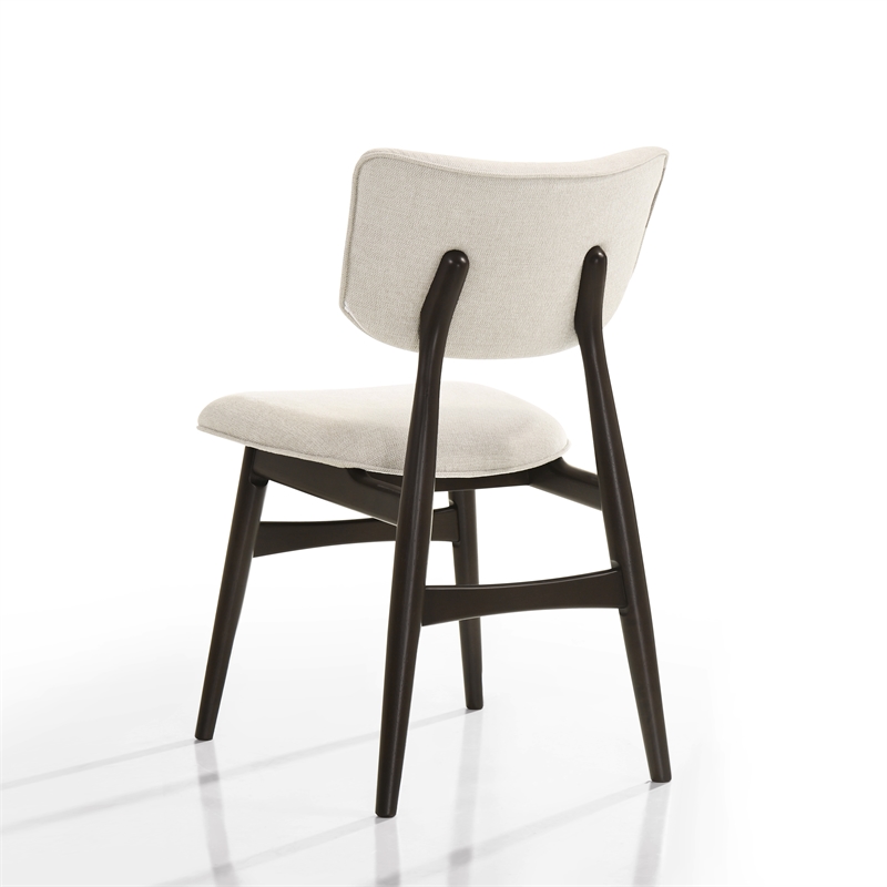 Pemberly Row Solid Wood Dining Chairs in Oatmeal Fabric Upholstery (Set of 2)