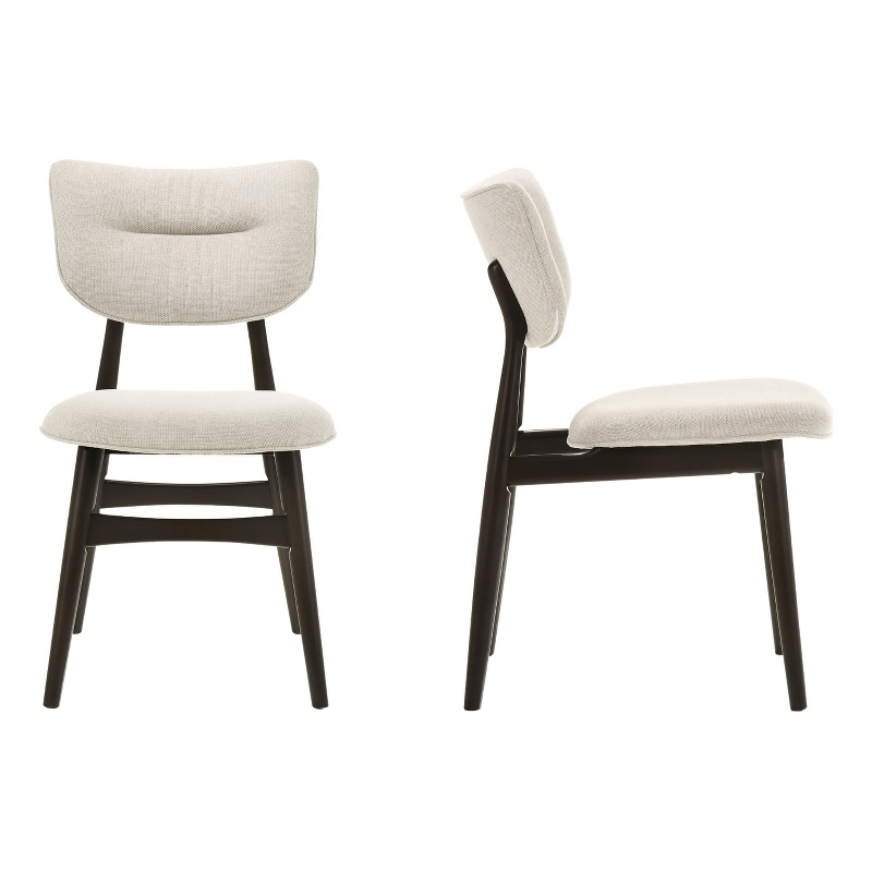 Pemberly Row Solid Wood Dining Chairs in Oatmeal Fabric Upholstery (Set of 2)