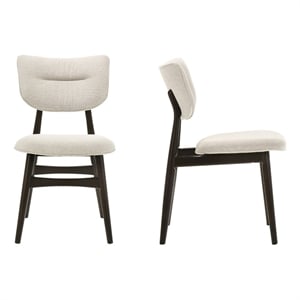 Pemberly Row Solid Wood Dining Chairs in Oatmeal Fabric Upholstery (Set of 2)