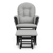 Pemberly Row Wood and Fabric Glider and Ottoman in Black and Gray