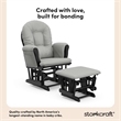 Pemberly Row Wood and Fabric Glider and Ottoman in Black and Gray