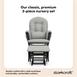 Pemberly Row Wood and Fabric Glider and Ottoman in Black and Gray
