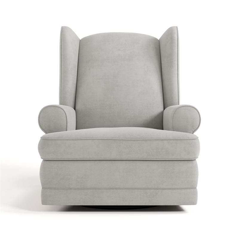 Pemberly Row Metal and Polyurethane Wingback Reclining Glider in Gray