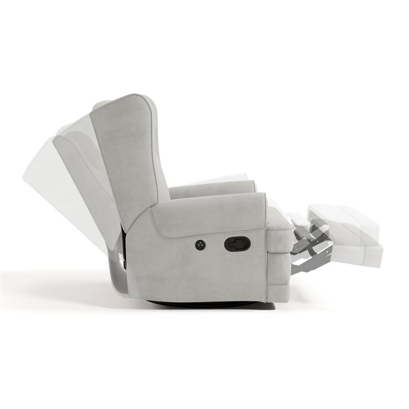 Pemberly Row Metal and Polyurethane Wingback Reclining Glider in Gray