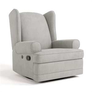 Pemberly Row Metal and Polyurethane Wingback Reclining Glider in Gray