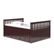 Pemberly Row Full Captain's Bed with Twin Trundle and 3 Drawers in Espresso