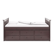 Pemberly Row Full Captain's Bed with Twin Trundle and 3 Drawers in Espresso