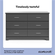 Pemberly Row 6-Drawer Engineered Wood Dresser with Euro-Glide Tracks in Gray