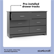 Pemberly Row 6-Drawer Engineered Wood Dresser with Euro-Glide Tracks in Gray