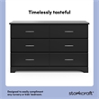 Pemberly Row 6-Drawer Engineered Wood Dresser with Euro-Glide Tracks in Black