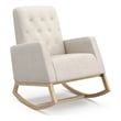 Pemberly Row Upholstered Nursery Rocker with Wood Base in Natural/Ivory