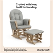 Pemberly Row Wood Glider and Ottoman Set in Natural with Light Gray