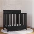 Pemberly Row 4-in-1 Engineered Wood Convertible Mini Crib in Black