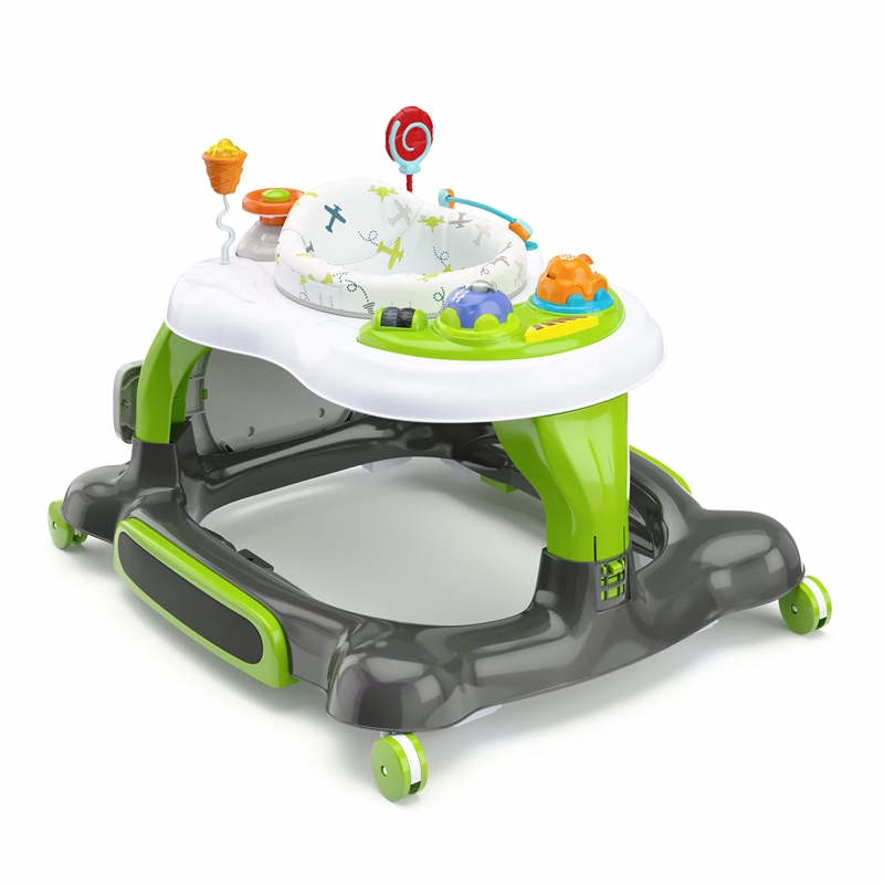 Pemberly Row 3-in-1 Plastic Activity Walker with Jump Board in Green