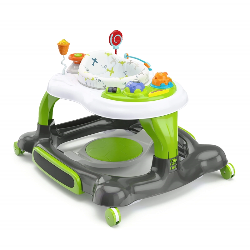 Pemberly Row 3-in-1 Plastic Activity Walker with Jump Board in Green