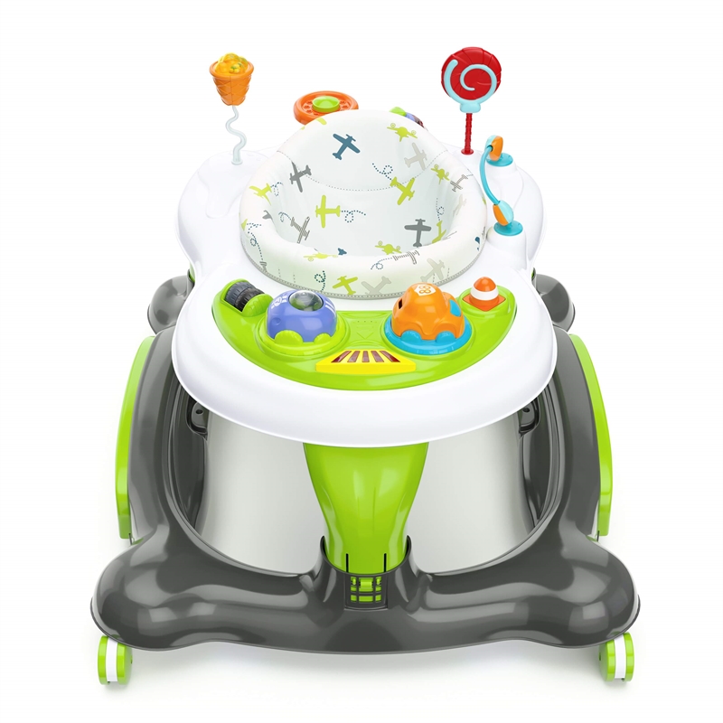 Pemberly Row 3-in-1 Plastic Activity Walker with Jump Board in Green
